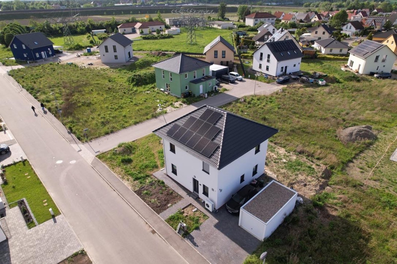 Neubaugebiet mit Photovoltaikanlage